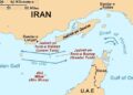 Carte du détroit d'Ormuz entre l'Iran et la péninsule omanaise de Musandam