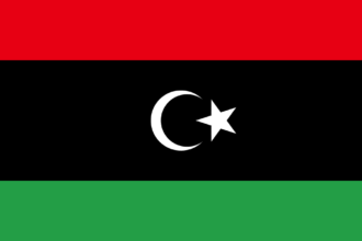 Le drapeau national de la Libye, rouge, noir et vert avec croissant et étoile