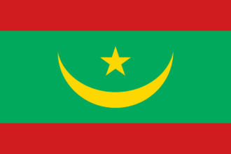 Le drapeau vert, jaune et rouge de la République islamique de Mauritanie