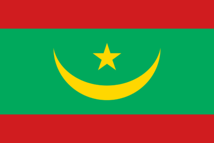 Le drapeau vert, jaune et rouge de la République islamique de Mauritanie