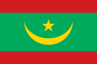 Drapeau de la République islamique de Mauritanie, vert et rouge avec croissant et étoile jaunes