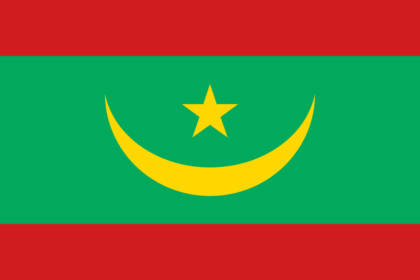 Drapeau de la République islamique de Mauritanie, vert et rouge avec croissant et étoile jaunes