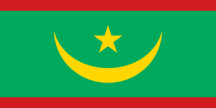Drapeau de la République islamique de Mauritanie, vert et rouge avec croissant et étoile jaunes