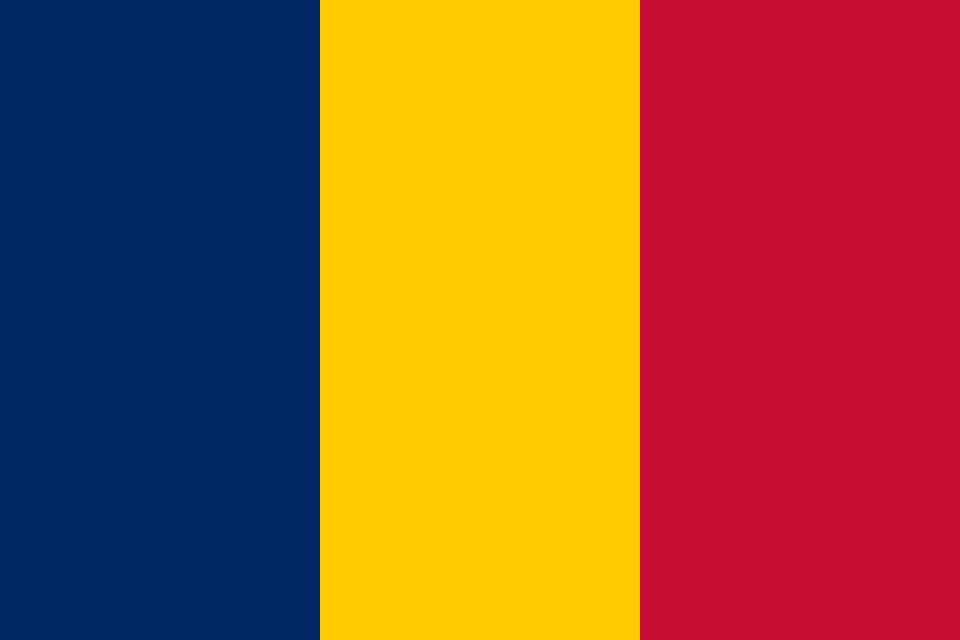 Drapeau national du Tchad, bleu, jaune et rouge